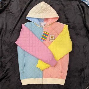 NWT Teddy Fresh color blocked quilted jacket size L